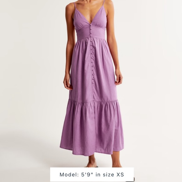 Abercrombie Linen-Blend Button-Through Maxi Dress NWT - Picture 5 of 8